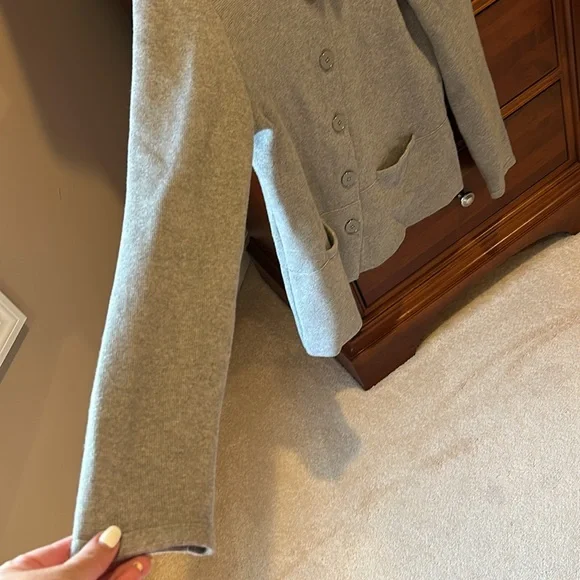 BananaRepublic women’s button down cardigan sweater, grey, size Large, 85% Pima - Picture 5 of 13
